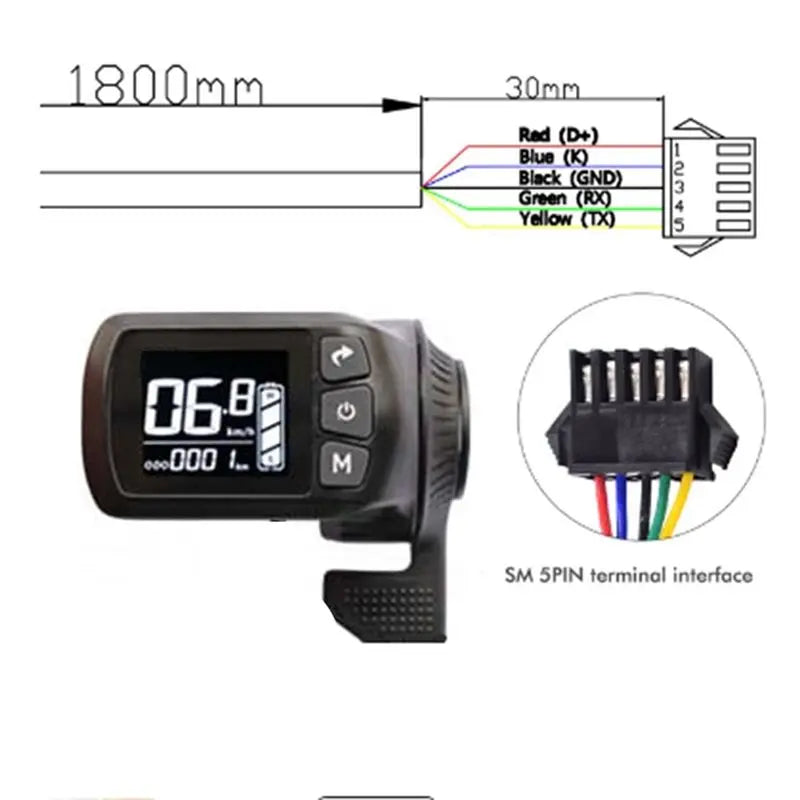 E-Bike LCD Display Panel Thumb Throttle Electric Bicycle Scooter GZ3 For Ebike Controller 24V 36V 48V