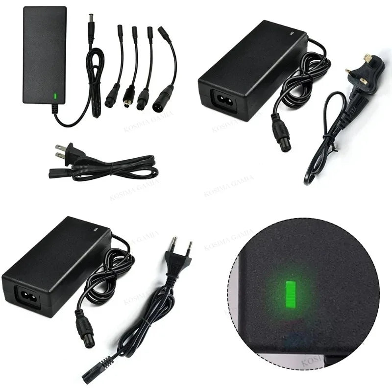 Universal AC DC 42V 2A Power Adapter Smart Charger For 24-36V Lithium Battery Electric Scooter US/EU Plug Black 100-240V