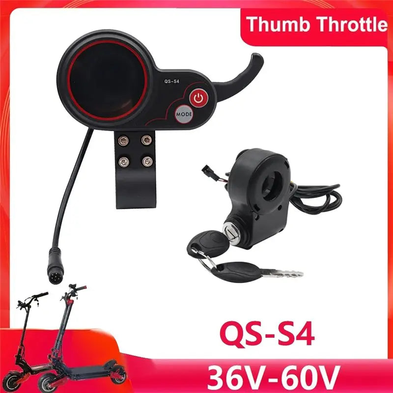A64P-QS-S4 36V-60V Thumb Throttle LCD Display+Lgnition Lock Key For Zero 8 9 10 8X 10X Electric Scooter 6PIN Display E-Scooter P