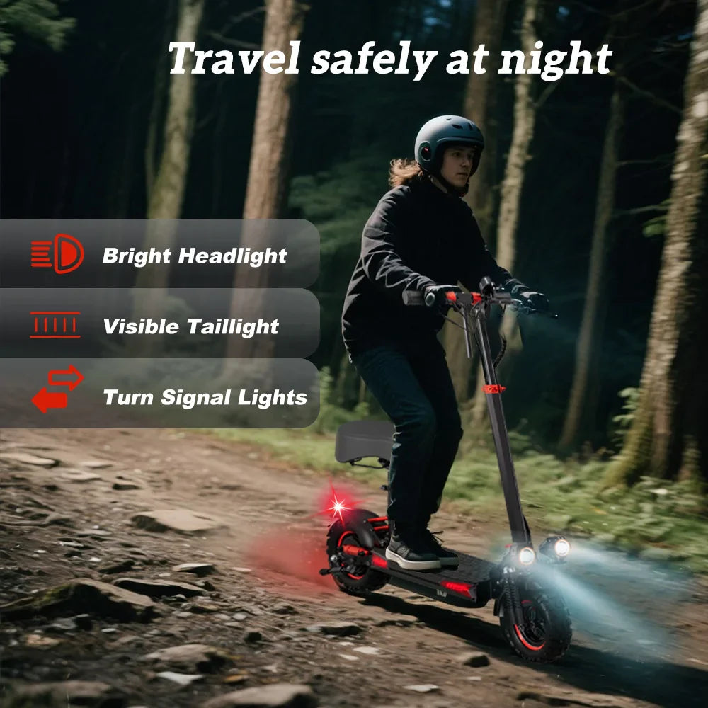 1200W Off-Road Electric Scooter with Seat – Foldable 48V Commuter E-Scooter, 11-Inch Off-Road Tires, Up to 40–60 km Range