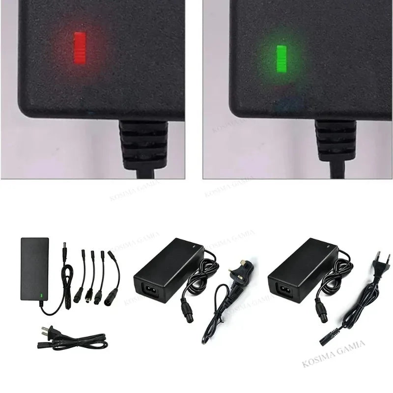 Universal AC DC 42V 2A Power Adapter Smart Charger For 24-36V Lithium Battery Electric Scooter US/EU Plug Black 100-240V