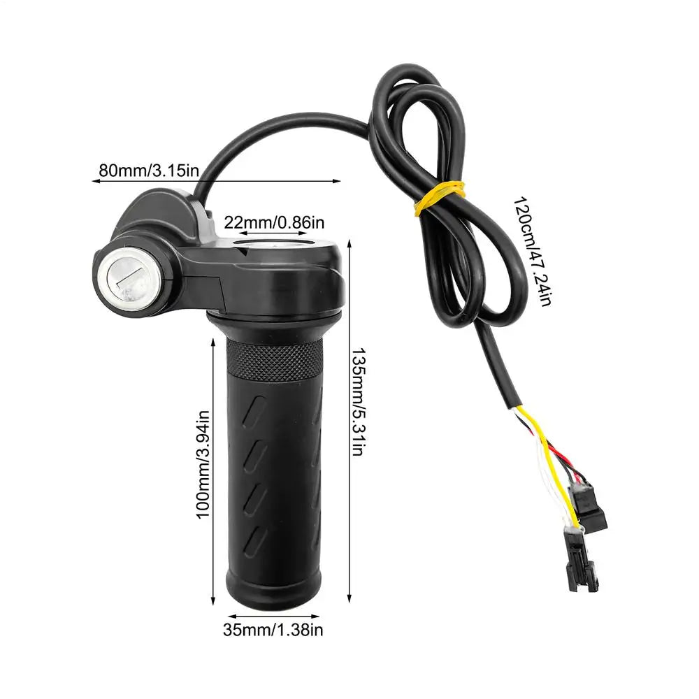 E-Bike Full Twist Throttle Anti-Slip Grip With Key Switches For Handlebar, Universal Electric Bike Scooter ATV Accessories